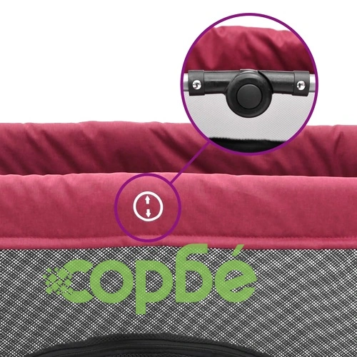 Бебешка кошара с матрак, червена, ленен плат ➤ топ цена ➤ sorbe.bg