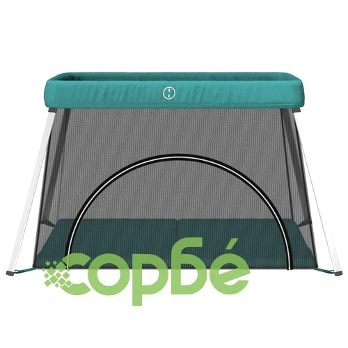 Бебешка кошара с матрак, зелена, ленен плат ➤ топ цена ➤ sorbe.bg