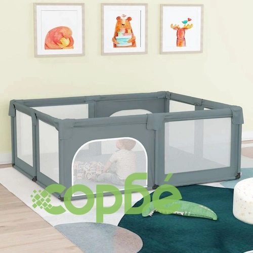 Бебешка кошара с 2 врати, светлосива, оксфорд текстил ➤ топ цена ➤ sorbe.bg