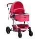 Бебешка количка 3-в-1, червена, алуминий