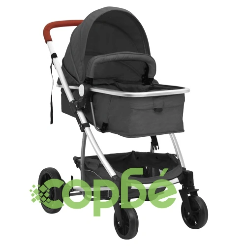 Бебешка количка 2-в-1, тъмносива, алуминий ➤ топ цена ➤ sorbe.bg