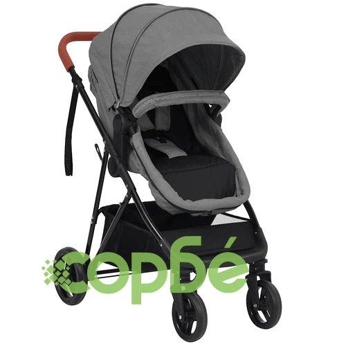 Бебешка количка 3-в-1, светлосиво и черно, стомана ➤ топ цена ➤ sorbe.bg