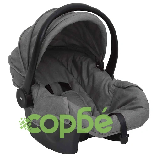 Бебешка количка 3-в-1, светлосиво и черно, стомана ➤ топ цена ➤ sorbe.bg