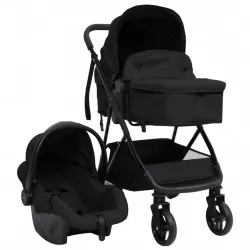 Бебешка количка 3-в-1, антрацит и черно, стомана