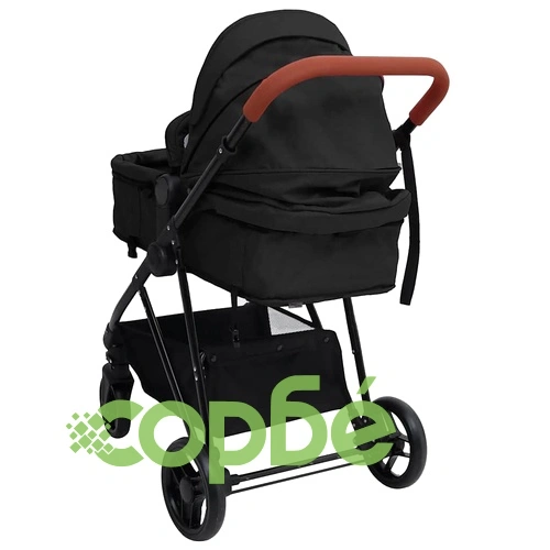 Бебешка количка 3-в-1, антрацит и черно, стомана ➤ топ цена ➤ sorbe.bg