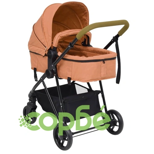 Бебешка количка 3-в-1, таупе и черно, стомана ➤ топ цена ➤ sorbe.bg