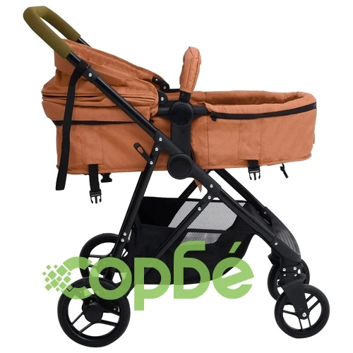 Бебешка количка 3-в-1, таупе и черно, стомана ➤ топ цена ➤ sorbe.bg