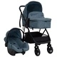 Бебешка количка 3-в-1, нейви синьо и черно, стомана