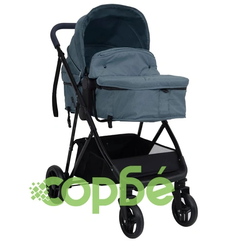 Бебешка количка 3-в-1, нейви синьо и черно, стомана ➤ топ цена ➤ sorbe.bg