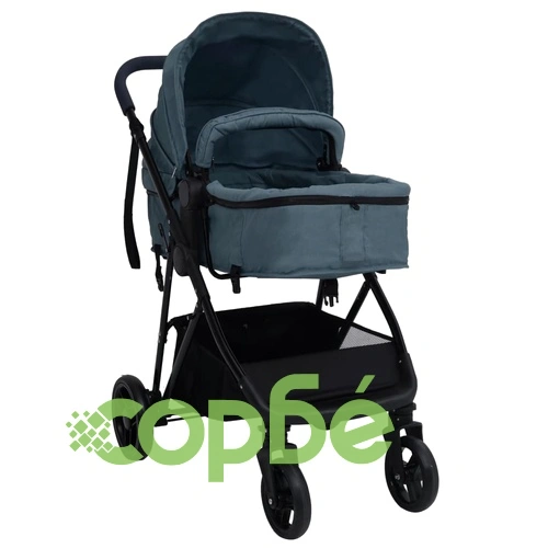 Бебешка количка 3-в-1, нейви синьо и черно, стомана ➤ топ цена ➤ sorbe.bg