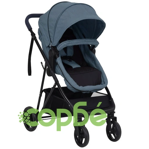 Бебешка количка 3-в-1, нейви синьо и черно, стомана ➤ топ цена ➤ sorbe.bg