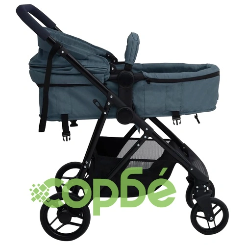 Бебешка количка 3-в-1, нейви синьо и черно, стомана ➤ топ цена ➤ sorbe.bg