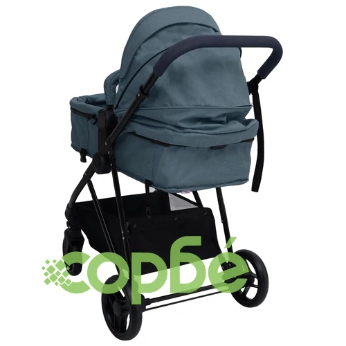 Бебешка количка 3-в-1, нейви синьо и черно, стомана ➤ топ цена ➤ sorbe.bg