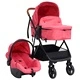 Бебешка количка 3-в-1, червено и черно, стомана