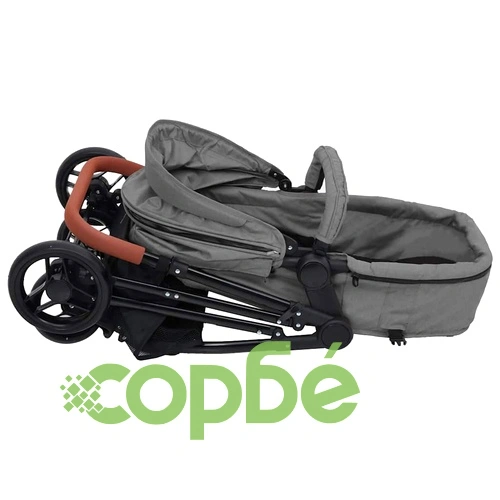 Бебешка количка 2-в-1, светлосиво и черно, стомана ➤ топ цена ➤ sorbe.bg