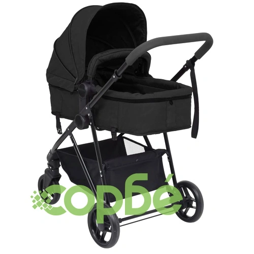 Бебешка количка 2-в-1, антрацит и черно, стомана ➤ топ цена ➤ sorbe.bg