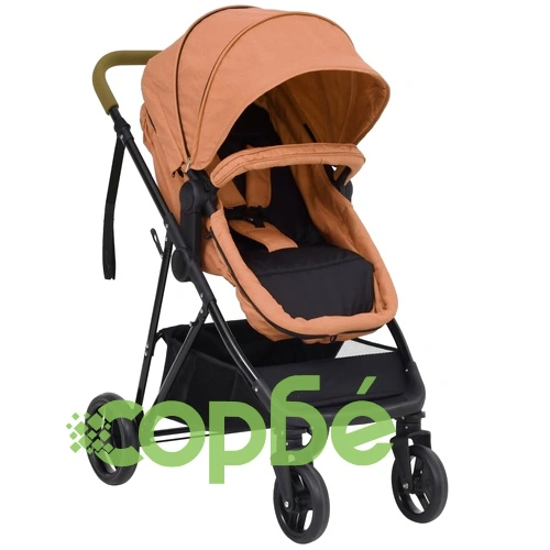 Бебешка количка 2-в-1, таупе и черно, стомана ➤ топ цена ➤ sorbe.bg