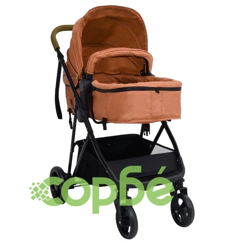 Бебешка количка 2-в-1, таупе и черно, стомана ➤ топ цена ➤ sorbe.bg