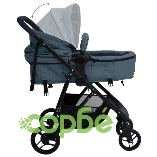 Бебешка количка 2-в-1, нейви синьо и черно, стомана ➤ топ цена ➤ sorbe.bg