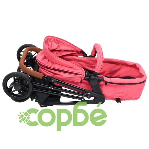 Бебешка количка 2-в-1, червено и черно, стомана ➤ топ цена ➤ sorbe.bg