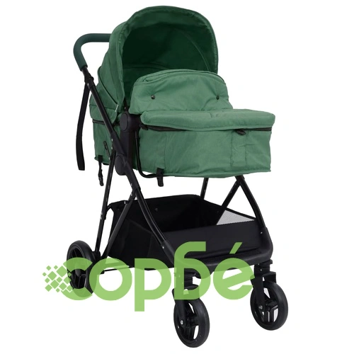 Бебешка количка 2-в-1, зелено и черно, стомана ➤ топ цена ➤ sorbe.bg
