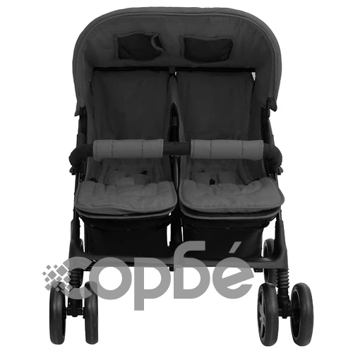 Количка за близнаци, тъмносива, стомана ➤ топ цена ➤ sorbe.bg
