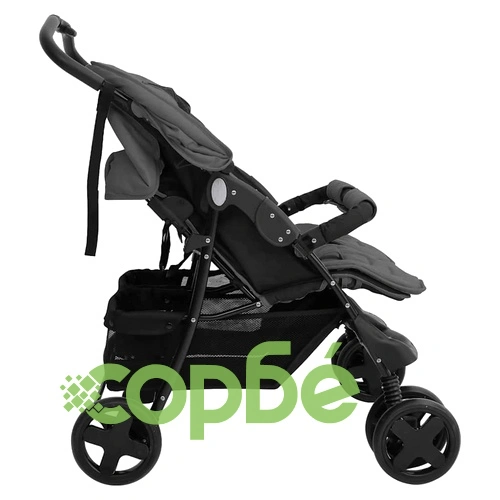 Количка за близнаци, тъмносива, стомана ➤ топ цена ➤ sorbe.bg