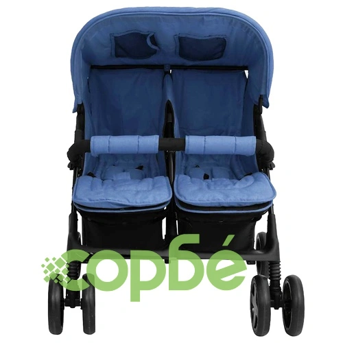 Количка за близнаци, тъмносиня, стомана ➤ топ цена ➤ sorbe.bg