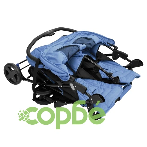 Количка за близнаци, тъмносиня, стомана ➤ топ цена ➤ sorbe.bg