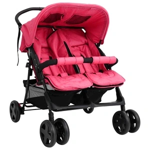Количка за близнаци, червена, стомана