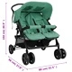 Количка за близнаци, зелена, стомана