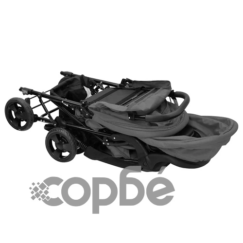 Тандемна количка за близнаци, тъмносива, стомана ➤ топ цена ➤ sorbe.bg