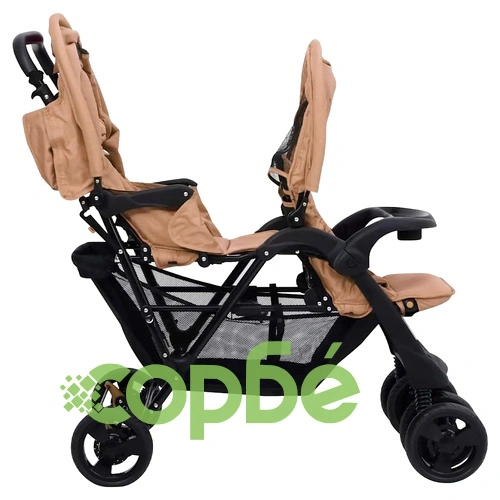 Тандемна количка за близнаци, таупе, стомана ➤ топ цена ➤ sorbe.bg
