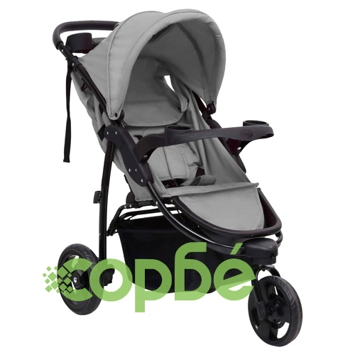 Бебешка количка триколка, светлосиво и черно, стомана ➤ топ цена ➤ sorbe.bg