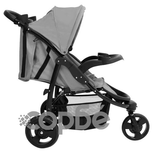 Бебешка количка триколка, светлосиво и черно, стомана ➤ топ цена ➤ sorbe.bg