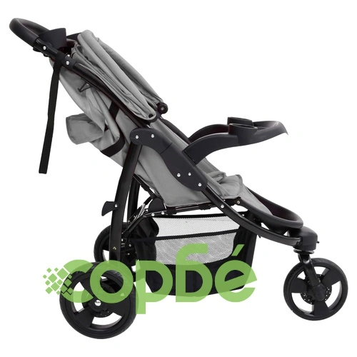 Бебешка количка триколка, светлосиво и черно, стомана ➤ топ цена ➤ sorbe.bg