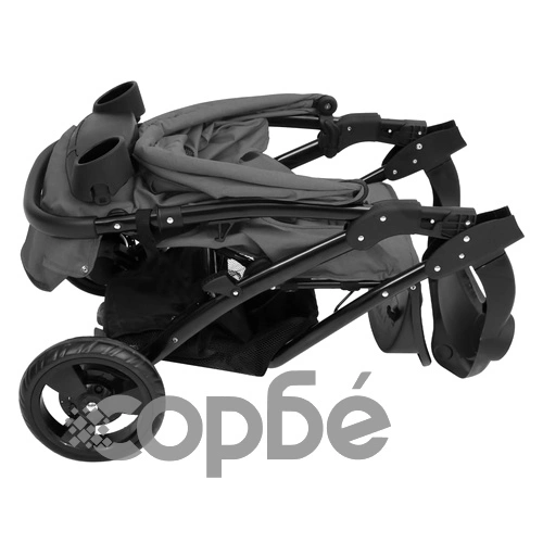 Бебешка количка триколка, тъмносиво и черно, стомана ➤ топ цена ➤ sorbe.bg