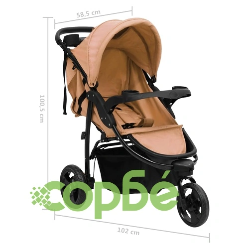 Бебешка количка триколка, таупе и черно, стомана ➤ топ цена ➤ sorbe.bg