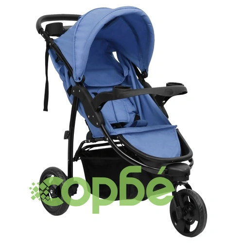 Бебешка количка триколка, нейви синьо и черно, стомана ➤ топ цена ➤ sorbe.bg