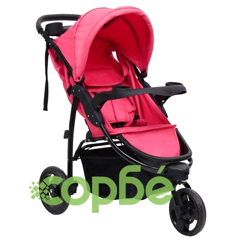 Бебешка количка триколка, червено и черно, стомана ➤ топ цена ➤ sorbe.bg