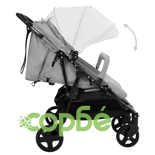 Количка за близнаци, светлосиво и черно, стомана ➤ топ цена ➤ sorbe.bg