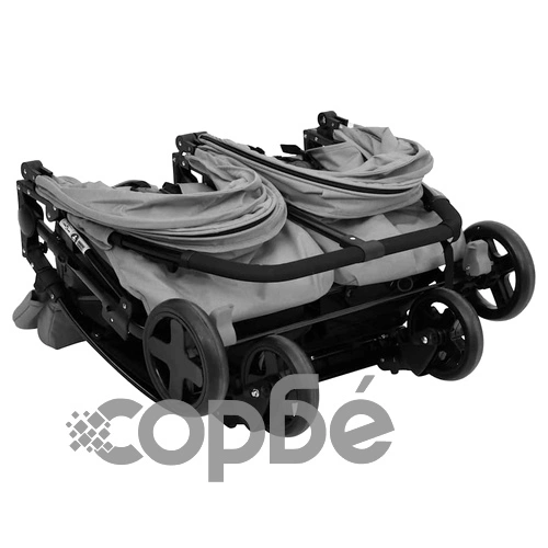 Количка за близнаци, светлосиво и черно, стомана ➤ топ цена ➤ sorbe.bg