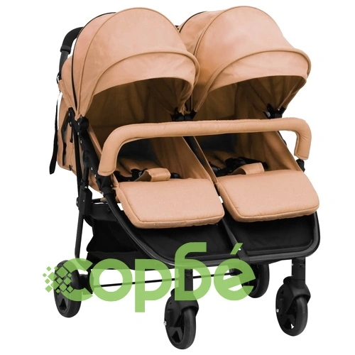 Количка за близнаци, таупе и черно, стомана ➤ топ цена ➤ sorbe.bg