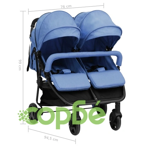 Количка за близнаци, нейви синьо и черно, стомана ➤ топ цена ➤ sorbe.bg