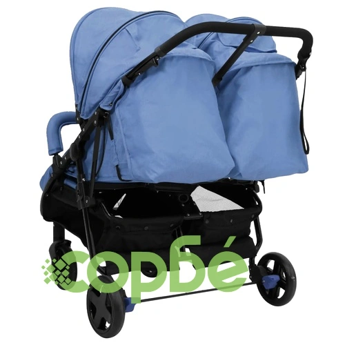 Количка за близнаци, нейви синьо и черно, стомана ➤ топ цена ➤ sorbe.bg