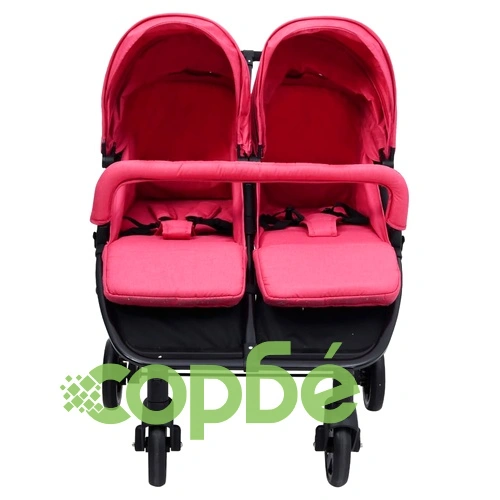 Бебешка количка за близнаци, червено и черно, стомана ➤ топ цена ➤ sorbe.bg