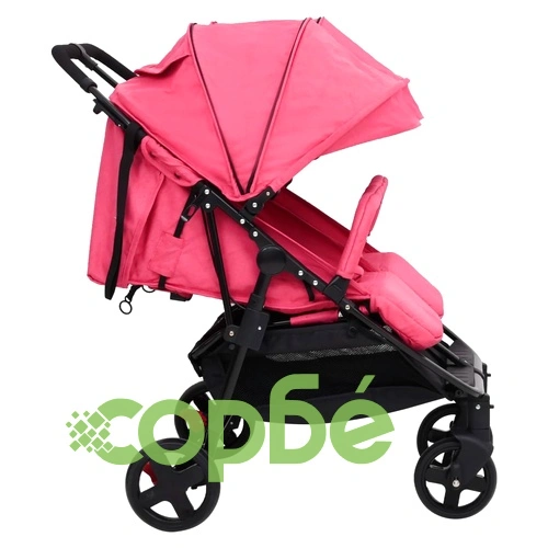 Бебешка количка за близнаци, червено и черно, стомана ➤ топ цена ➤ sorbe.bg