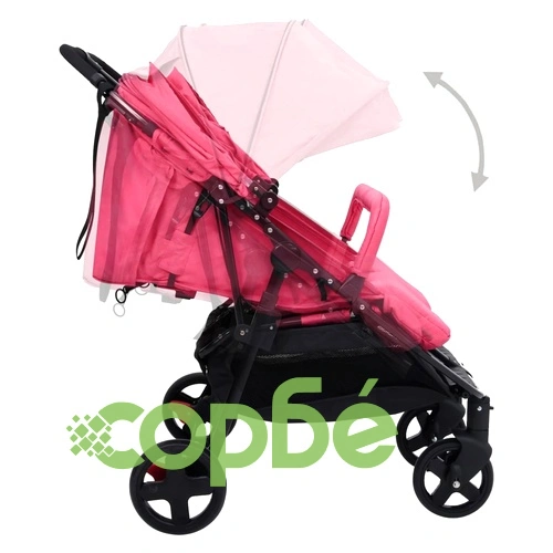 Бебешка количка за близнаци, червено и черно, стомана ➤ топ цена ➤ sorbe.bg