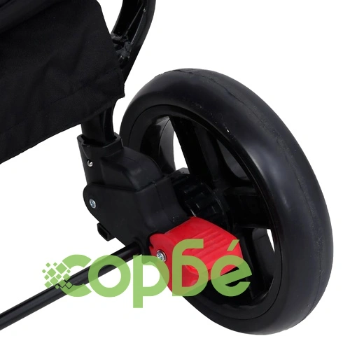 Бебешка количка за близнаци, червено и черно, стомана ➤ топ цена ➤ sorbe.bg