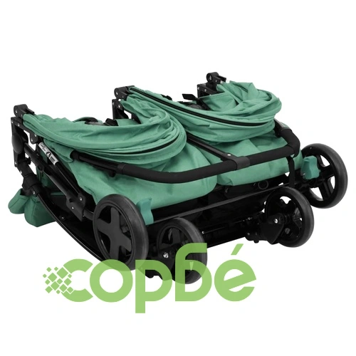 Количка за близнаци, зелено и черно, стомана ➤ топ цена ➤ sorbe.bg